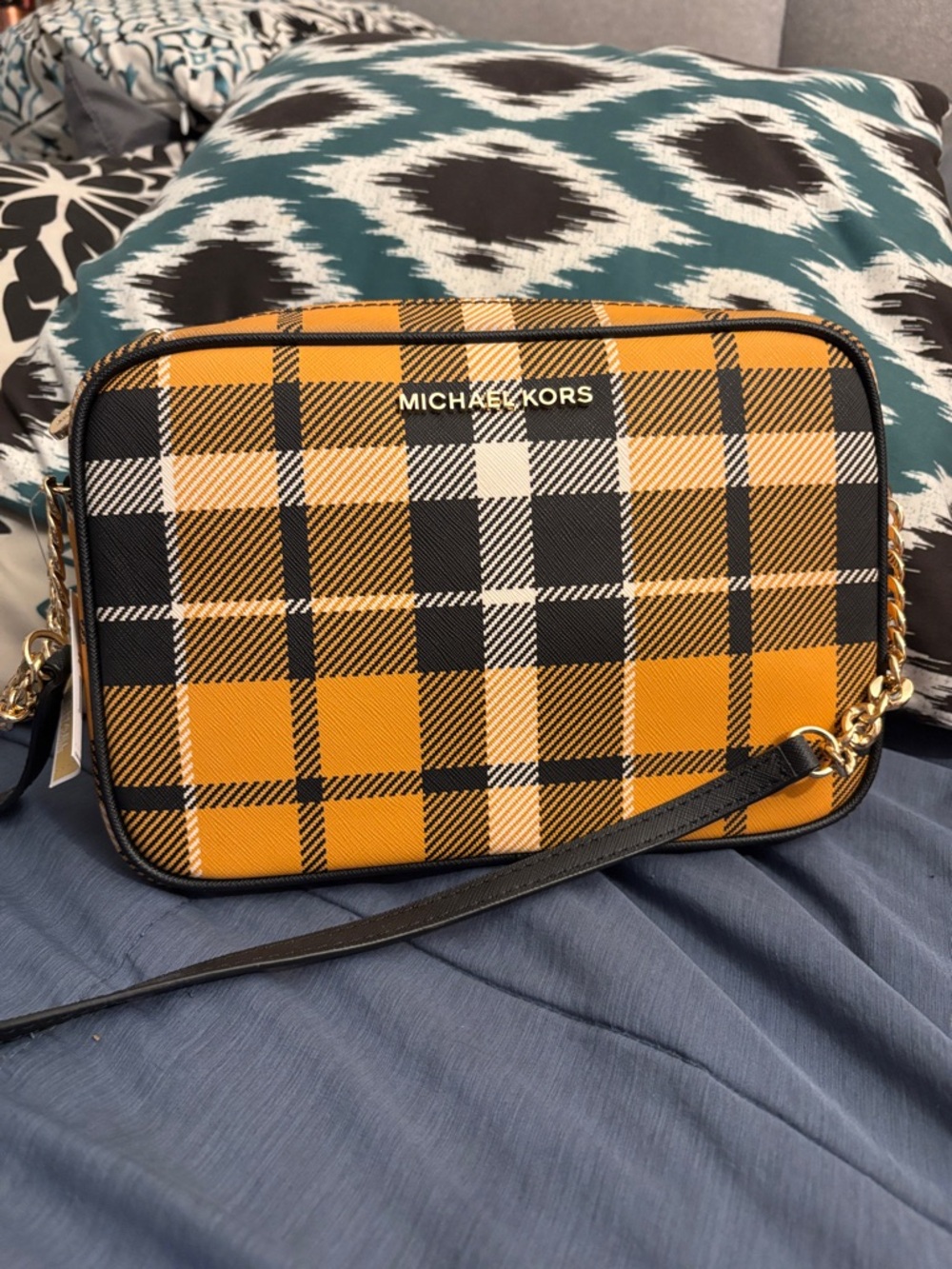 Michael Kors Orange Plaid Crossbody Bag
